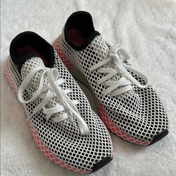 adidas Shoes - Stylish Black and White Mesh Sneakers